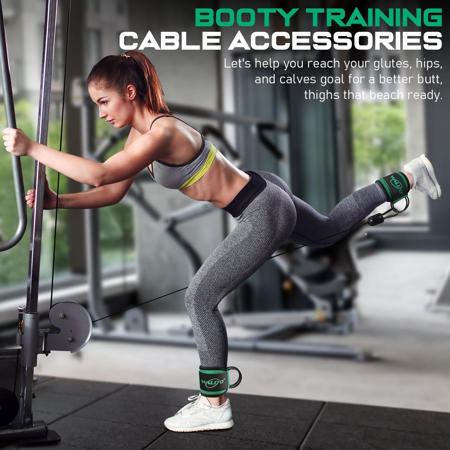 WALITO Gym Ankle Straps for Working Out - Glute Ankle Cuff Kickback Strap, Gym Cable Machine Accessories for Women Glute Leg Extensions, Hip Abductors & Lower Body Exercises Equipment