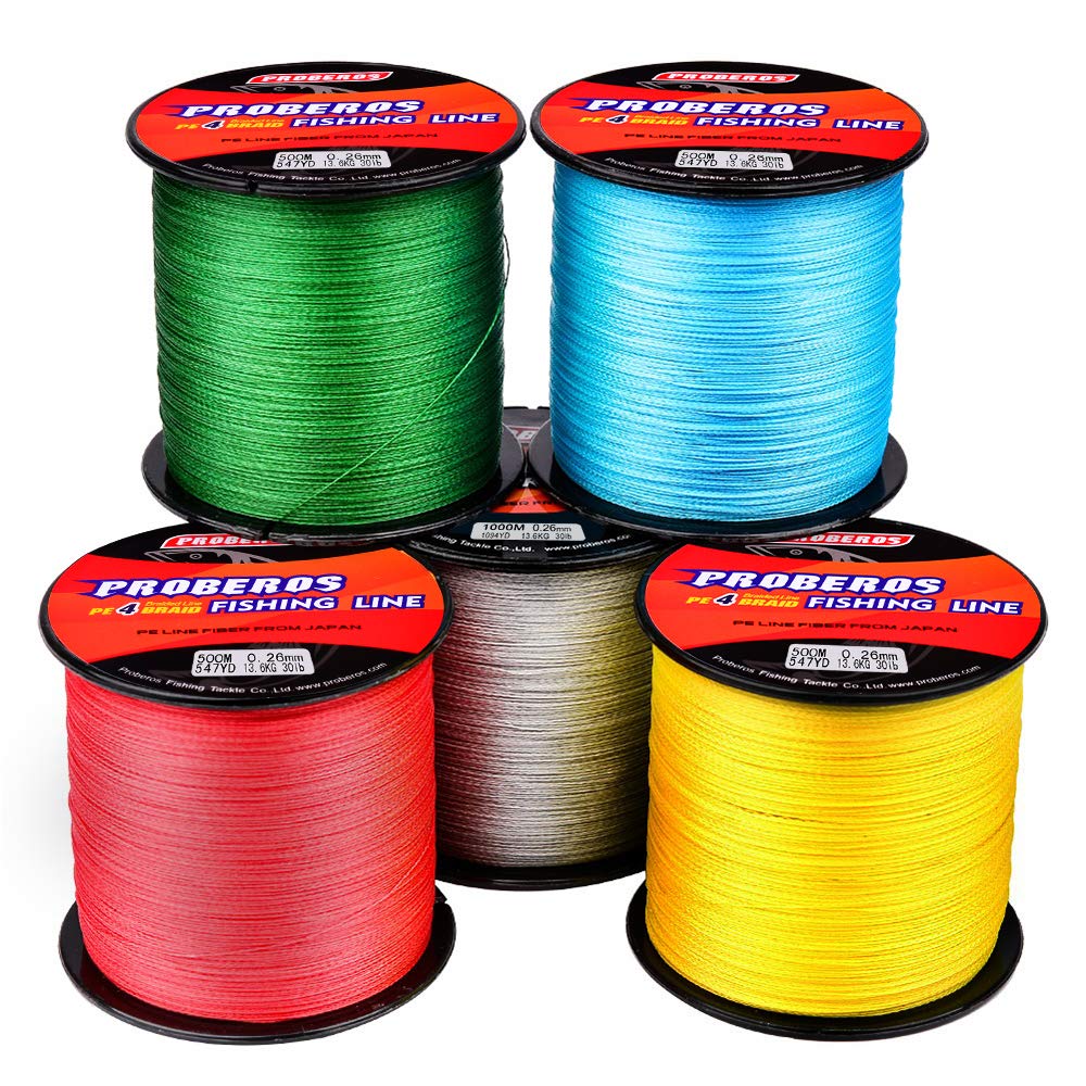 BAIKALBASS Braided Fishing Line 4 Strands Strong Multifilament PE Braid Wire for Saltwater 547Yard/500M 80LB Blue