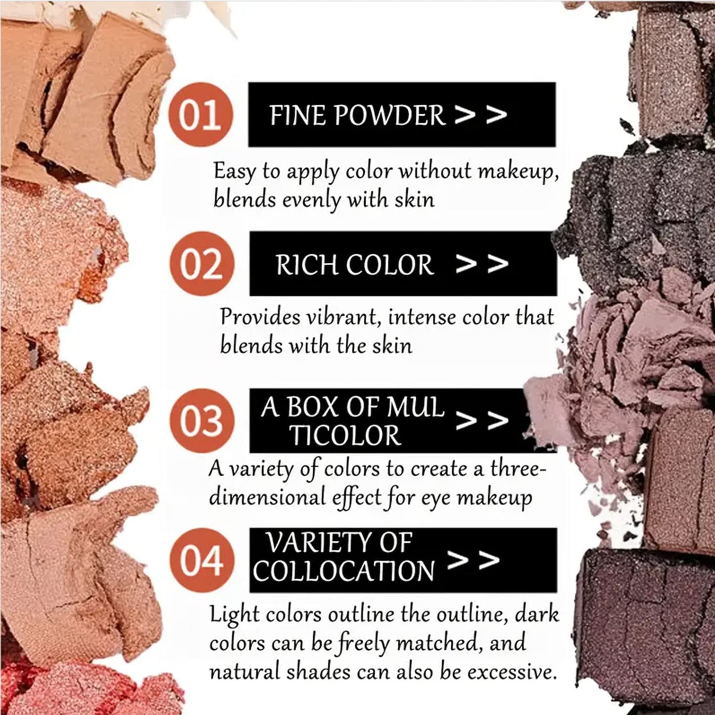 BestLand 12 Colors Black Silver Eye Makeup Eyeshadow Palette Natural Nude Matte Shimmer Glitter Pigment Eye Shadow Pallete Set Waterproof Smokey Rainbow Neon Colorful Eyeshadow Palette (Color D)