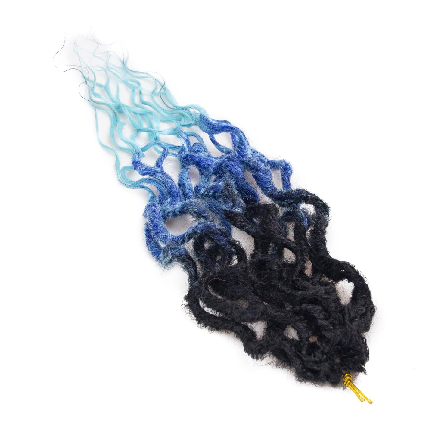 Faux Locs Crochet Hair 18Inch Goddess Locs Crochet Hair, 6Packs Blue Crochet Hair Pre Looped Soft Locs Curly Ends Dreadlock Extensions Faux Crochet Locs Synthetic Crochet Braids (1B/Blue, 18'')