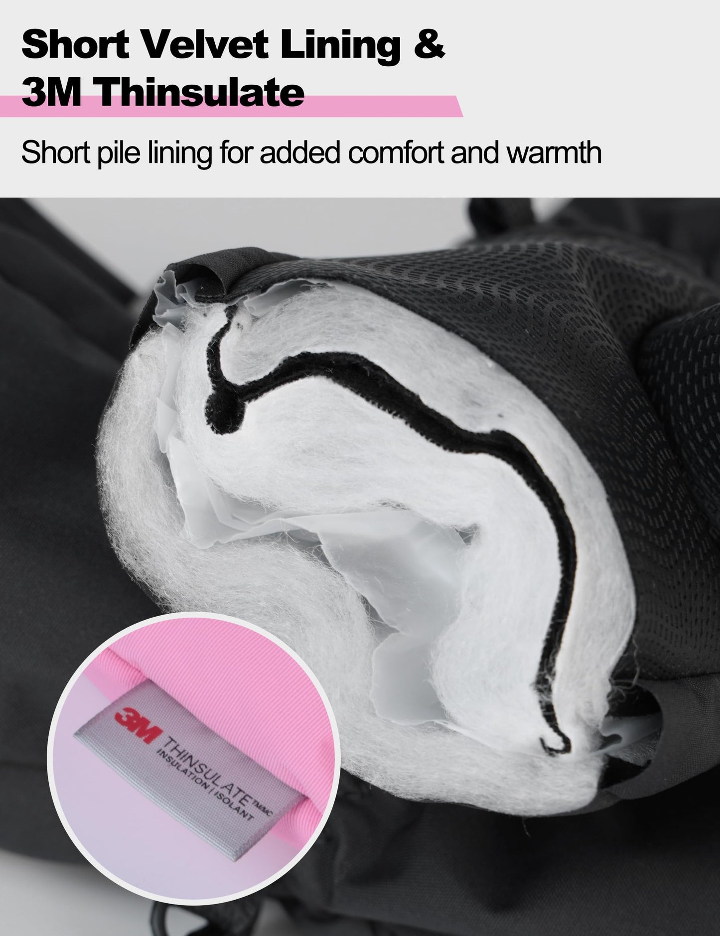 KUTOOK Kids Winter Gloves Boys Ski Mittens Waterproof Winter Kids Ski Gloves Girls Pink S 4-6 years