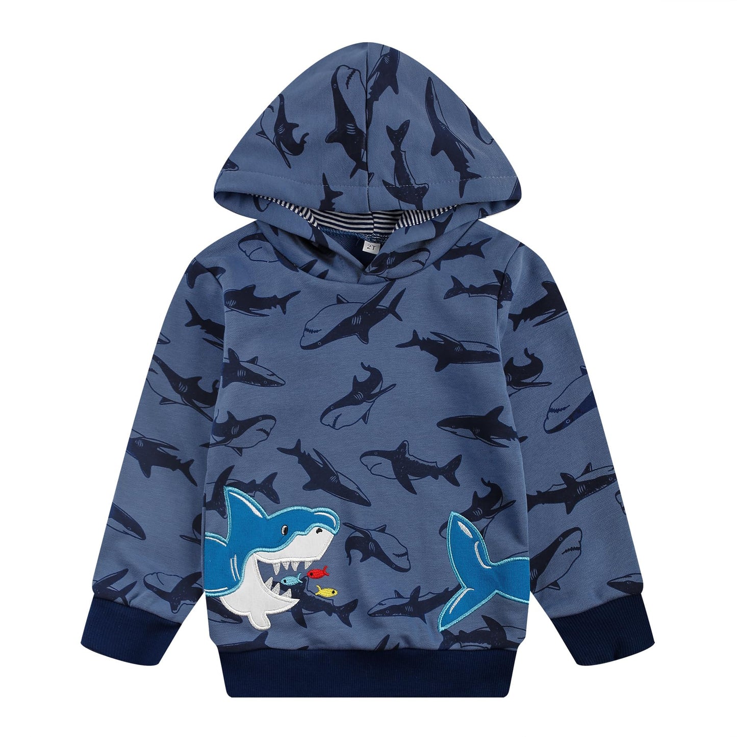 Akyzic Baby Boys Shark Hoodie Sweatshirt Toddler Long Sleeve Cotton Pullover Shirts Kids Winter Warm Sweater Tops shark-8222-4T