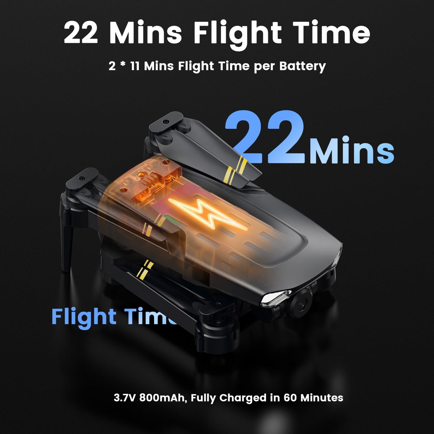 WeFone Drone with Camera for Kids Adults, WF11 1080P HD Mini Drones with FPV Transmission Foldable RC Quadcopters for Beginners, One-Key Start, Headless Mode, 360° Flip, 22 Mins Flight Time