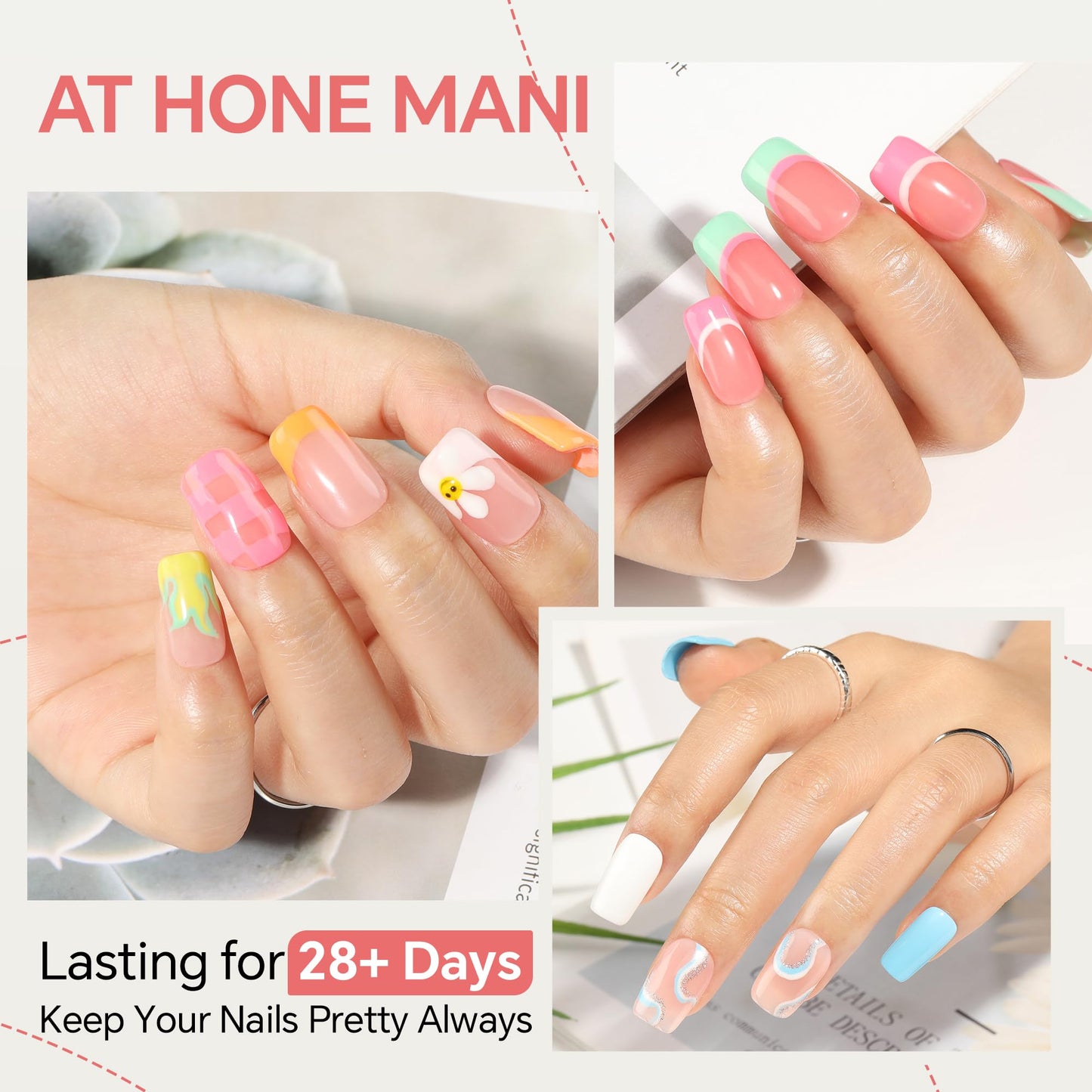 UNA GELLA Short Square Nail Tips 312pcs Square Fake Nails Pre-file Soft Gel Nails Tips for Full Cover Acrylic Nails False Nails12 Sizes Press on Nails For Gel Nail Extensions Home DIY Nail Salon