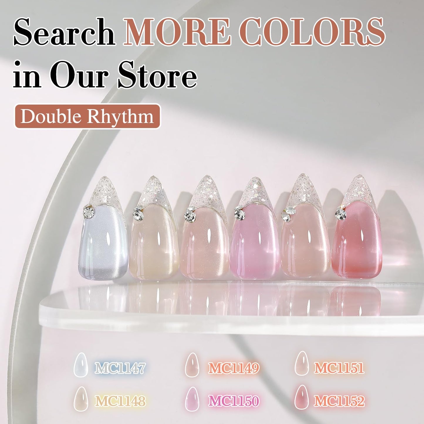 Double Rhythm 15ML Glass Cat Eye Gel Polish with Magnet Same Color Same Bottle Holographic Glitter Shimmer Salon Soak Off Magnetic Nail at Home (Apricot Peach-MC1151)