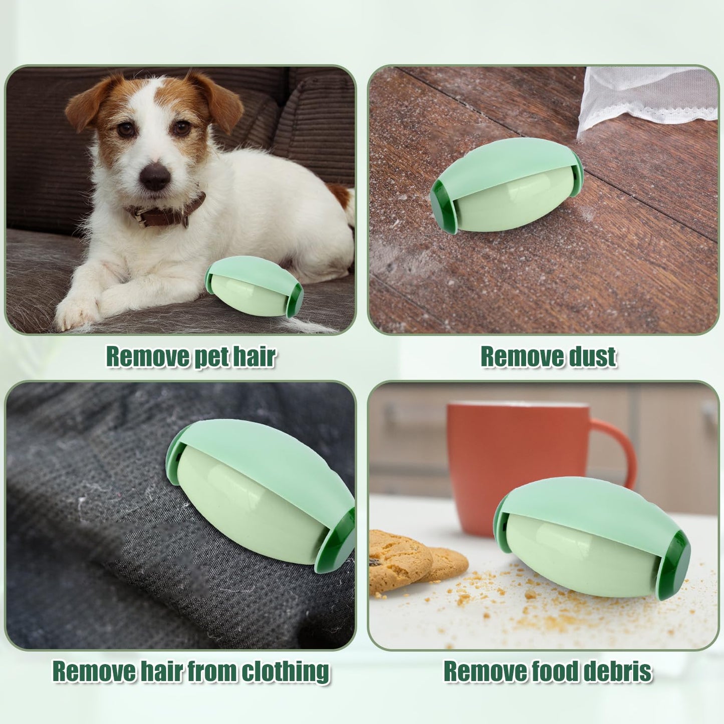 Washable Reusable Lint Roller Ball, Travel Mini Size Brushes Pet Hair Remover for Clothes, Sofas, Beds & Car Interiors, Portable Sticky Gel Fuzz Fur Dust Debris Cleaning Tool for Household (Green)