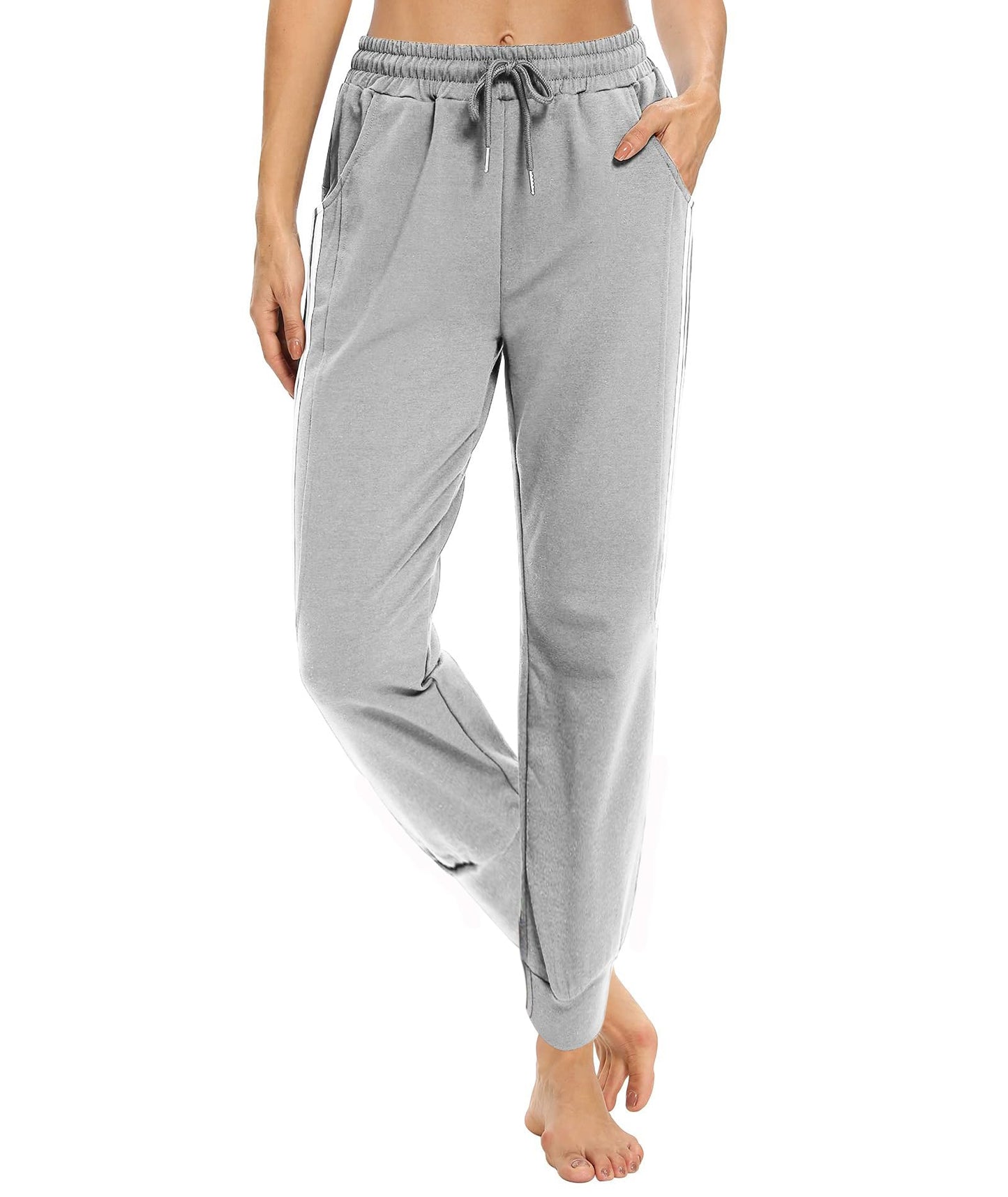 Womens Winter High Waisted Sweatpants Drawstring Jogger Sweat Pants Cinch Bottom Workout Trousers (Z-Gray,2XL)