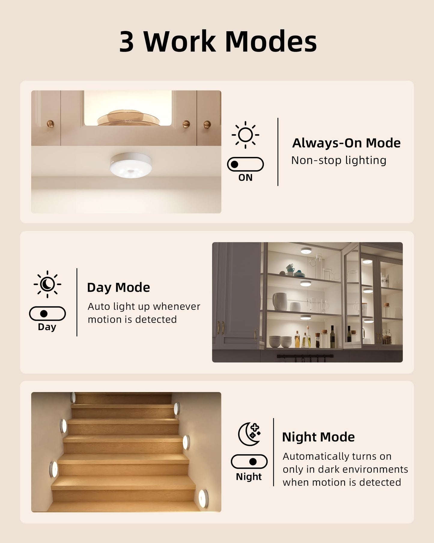 EZVALO 6-Pack Under Cabinet Lighting, Rechargeable Motion Sensor Puck Lights with Remote, 3 Color Temps &12 RG Colors, Magnetic Stick on Light, Dimmable Under Counter Lights for Kitchen, Shelf, Stair