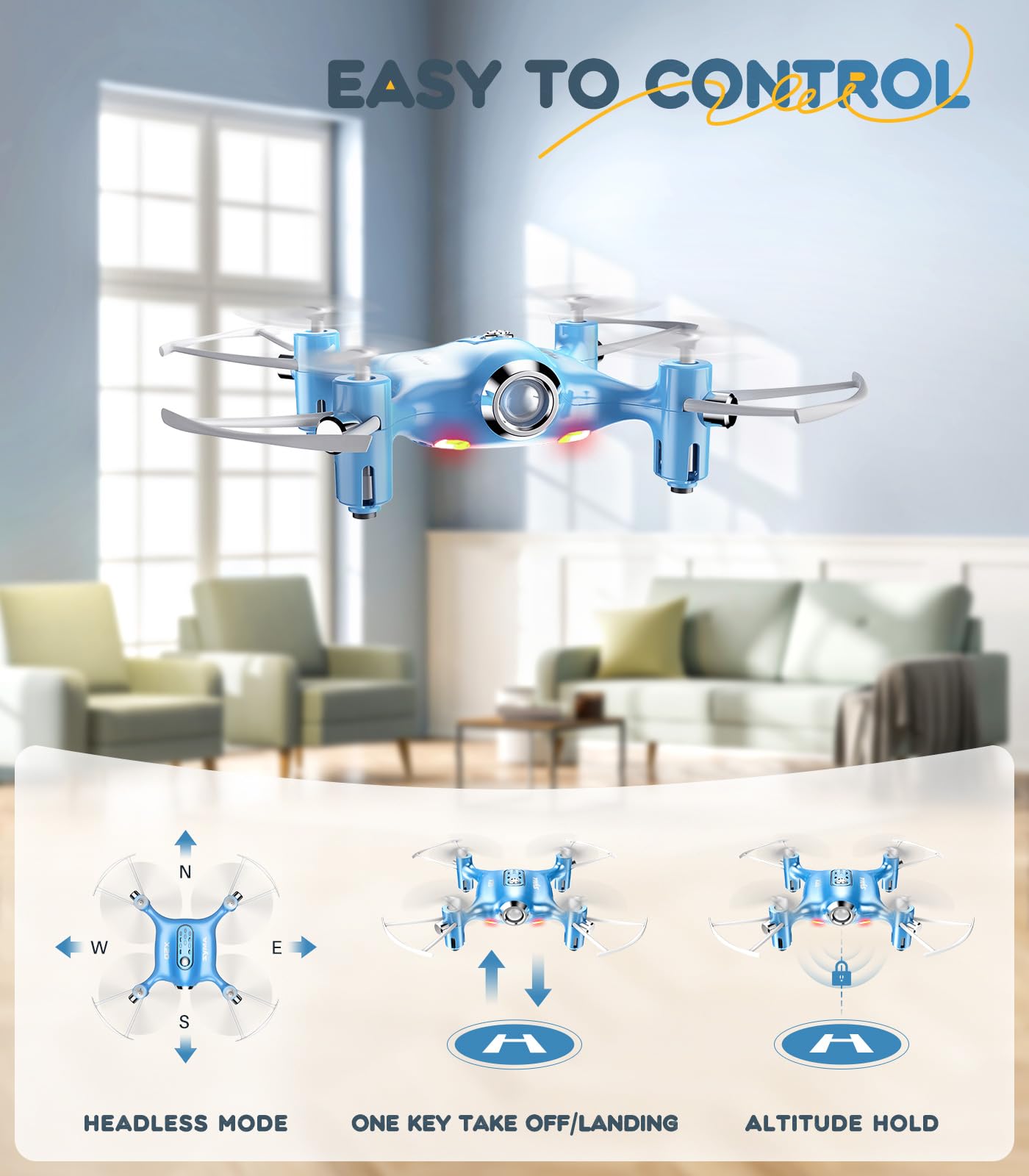SYMA Drone for Kids,Easy Pocket RC Quadcopter with Altitude Hold, 3D Flips, Speed Switch Modes, Headless Mode, Protection Guards Helicopter Gift for Boys Girls