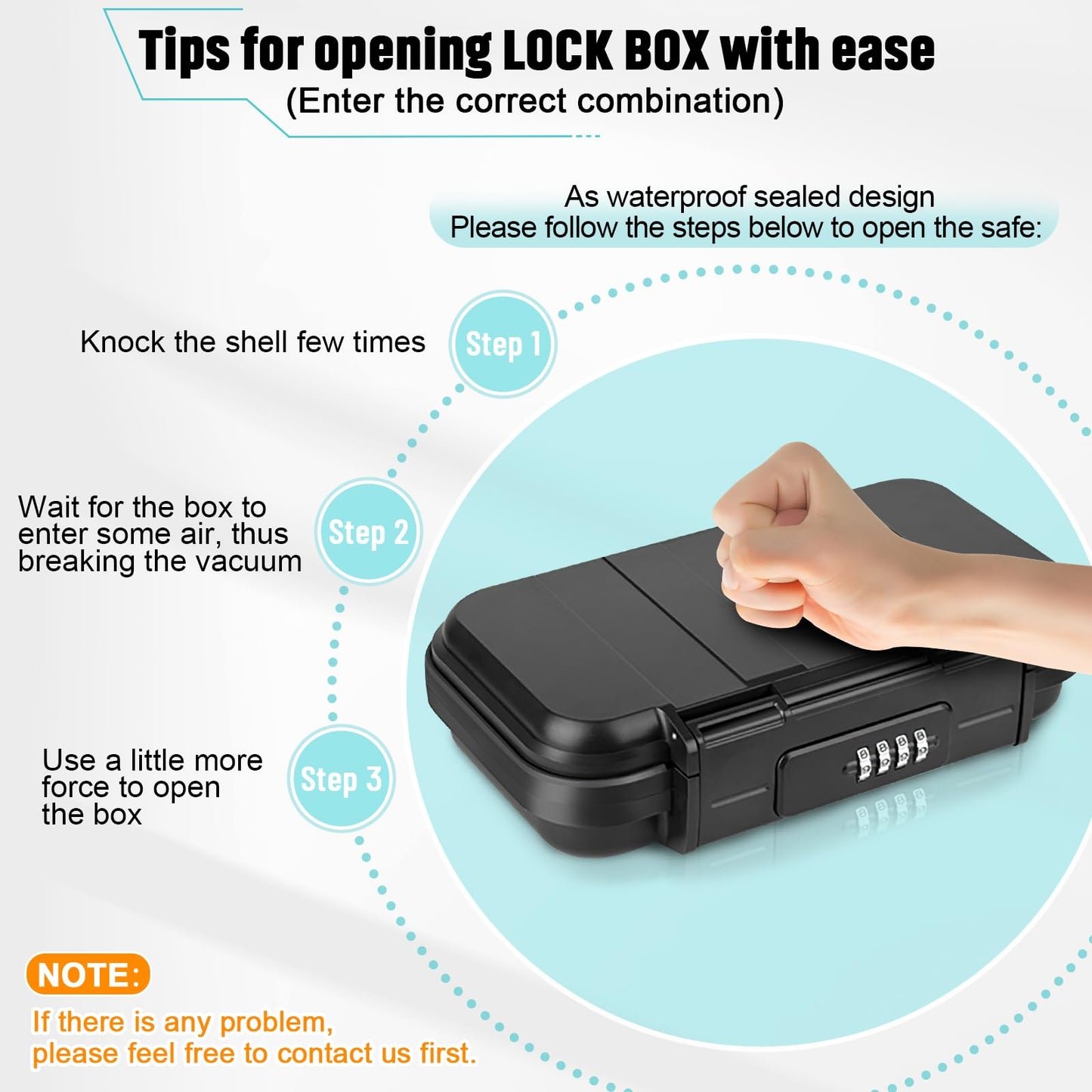 BKNOOU Portable Safe with Removable Chain, Anti-Theft Beach Safe Box, Waterproof Combination Lock Box for Travel, Dorm, Beach, Hotel, Car, Home, Office