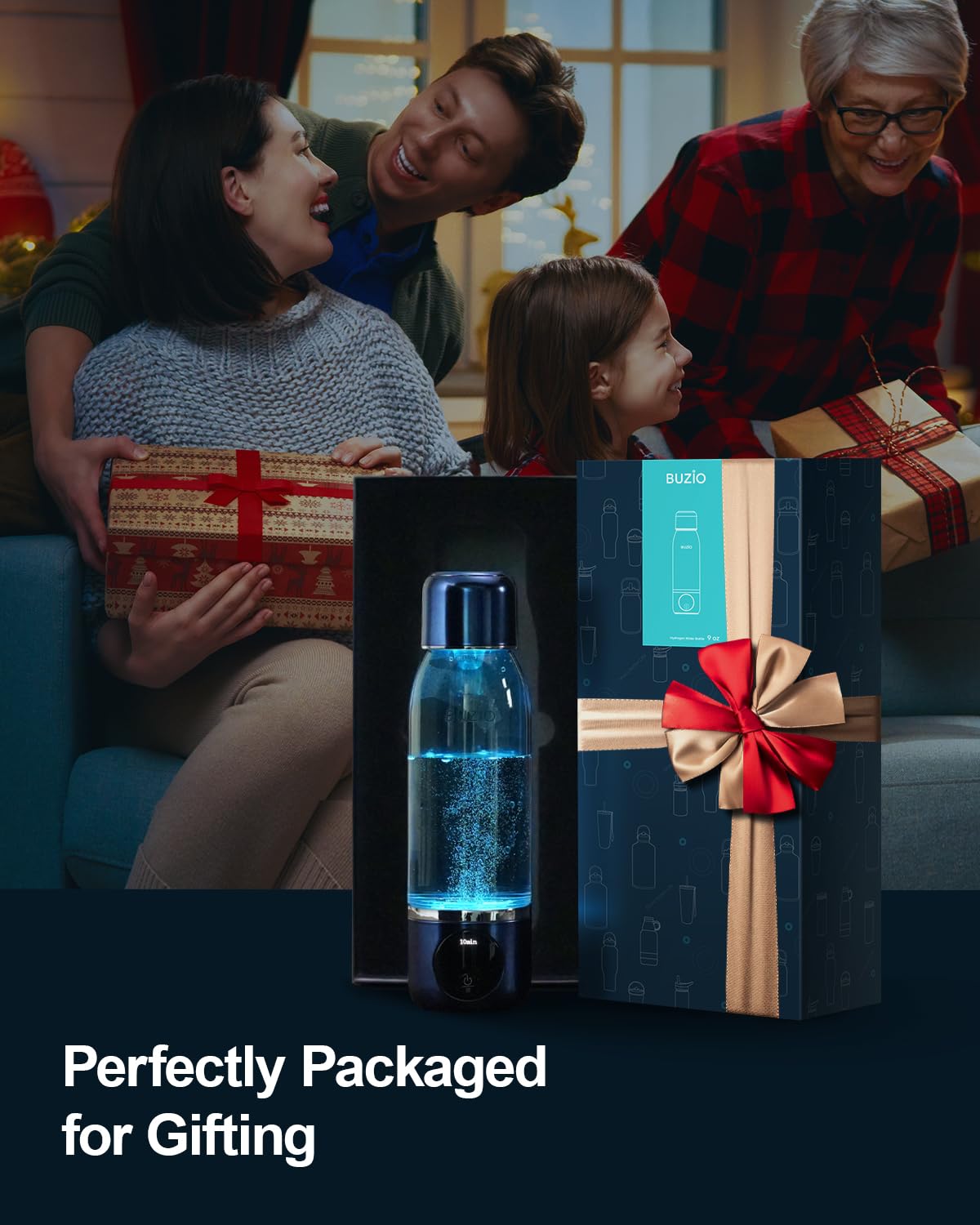 Hydrogen Water Bottle, BUZIO 3800ppb Hydrogen Water Bottles Generator Machine with Gen5 SPE/PEM Technology, Portable Athletic Performance Alkaline Water Bottle, with Dupont Membrane, OLED Display