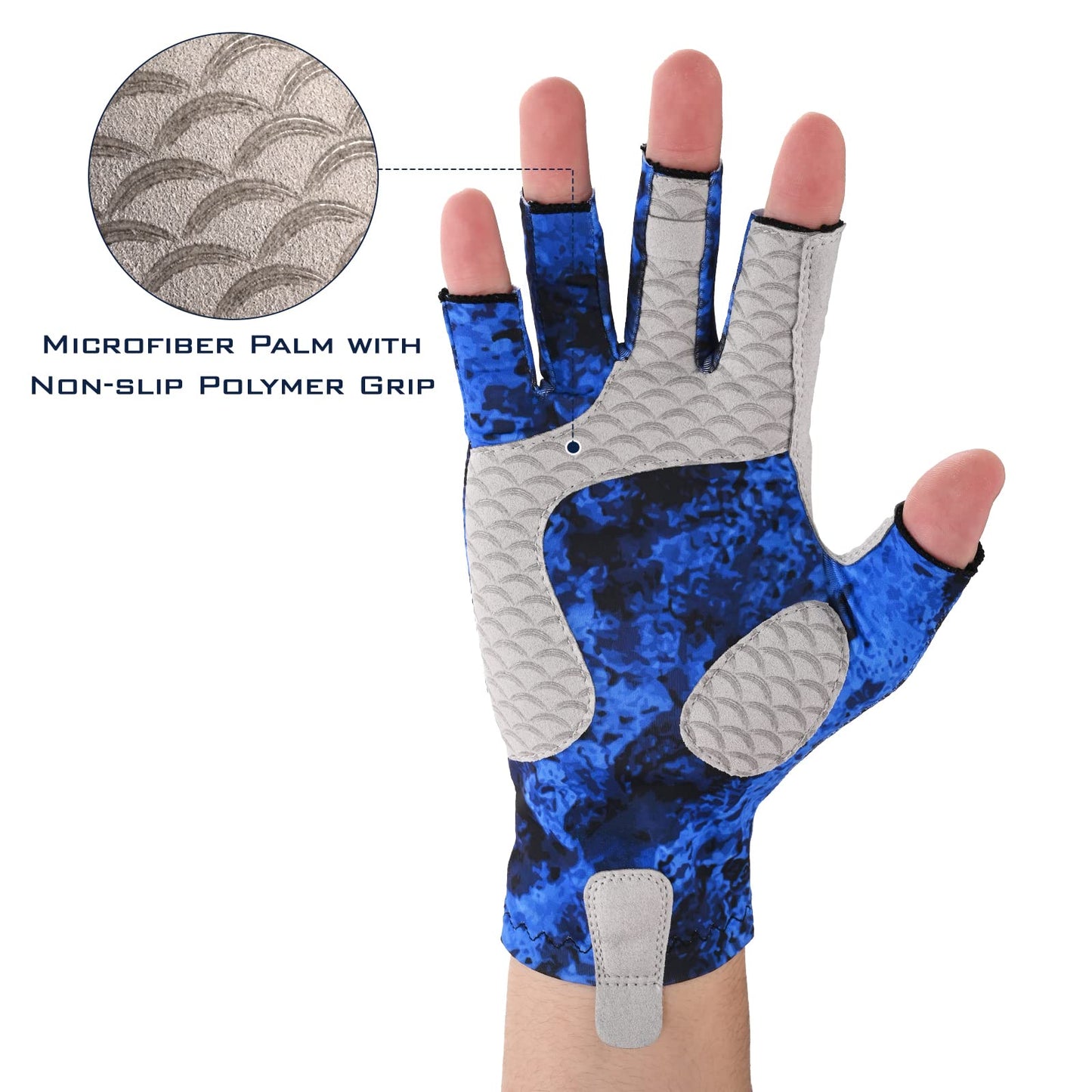 KastKing La Sal Fishing Gloves UPF50+ Sun Gloves UV Protection Fingerless Gloves Men Women for Outdoor, Kayaking, Rowing, Paddling, Canoeing, Hunting