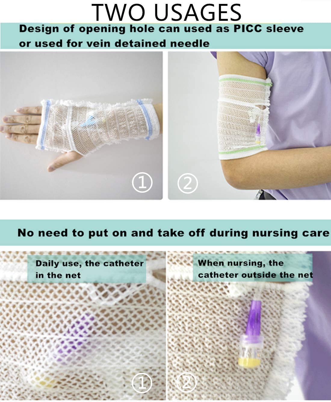 CHOYTONG PICC Line Cover Sleeve - Arm Nursing PICC Shield Catheter Protector for Adult & Teenager, Elastic Net, Ultra-Soft, Breathable, Comfortable(XL)