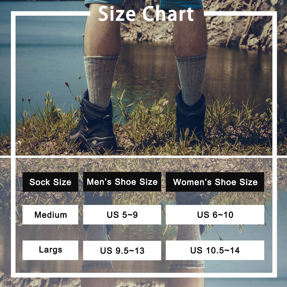 Time May Tell Mens Merino Wool Hiking Cushion Socks Thermal Warm Crew Winter Boot Socks Pack (2Brown,Light Grey,Dark Grey(4 pairs),US Size 9~13)