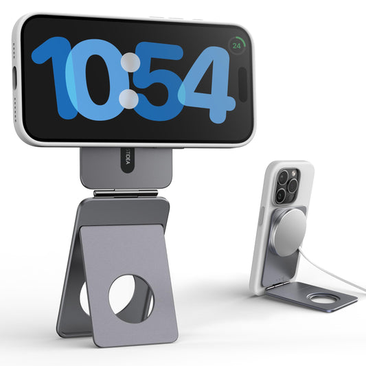 1ST IDEA Phone Tripod Stand, Aluminum Alloy Mini Tripod Compatible with Magsafe iPhone 16/15/14/13/12 Series, Foldable Strong Magnetic Phone Stand, Mult-Angle Adjustment Selfie Stick(Grey)