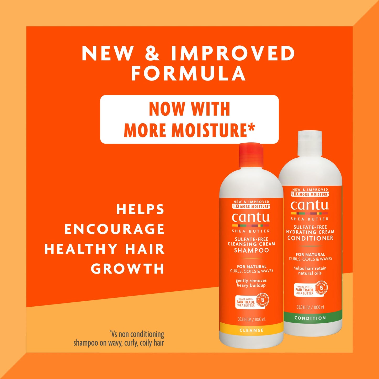 Cantu Shampoo & Conditioner with Shea Butter for Natural Hair, 1L (Pack of 2)