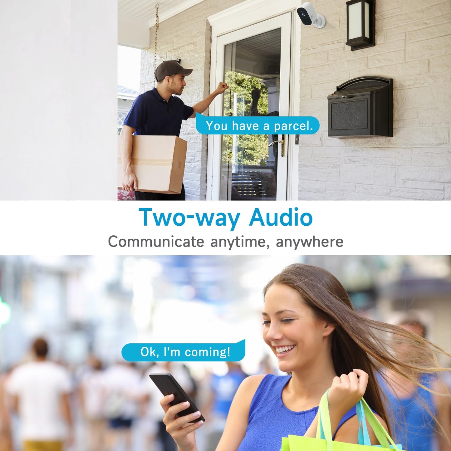 XVIM 1080P 2Pack Solar Camera Outdoor Wireless, 2MP Battery Powered Camera with Color Night Vision, 2.4GHz WiFi Home Security, PIR Human Detection, 2-Way Talk, SD/Cloud, IP65 Waterproof