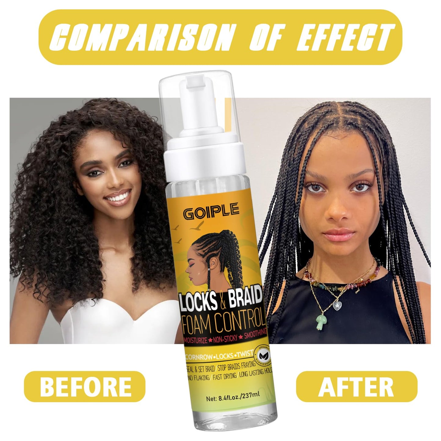 Braid and Loc Mousse for Hair Braiding, Twists, Braids and Locs - No Flake, Extra Hold, High Shine, Moisturizing, Frizz Control, Lightweight, Easy Application, with Leopard Silky Du-rag