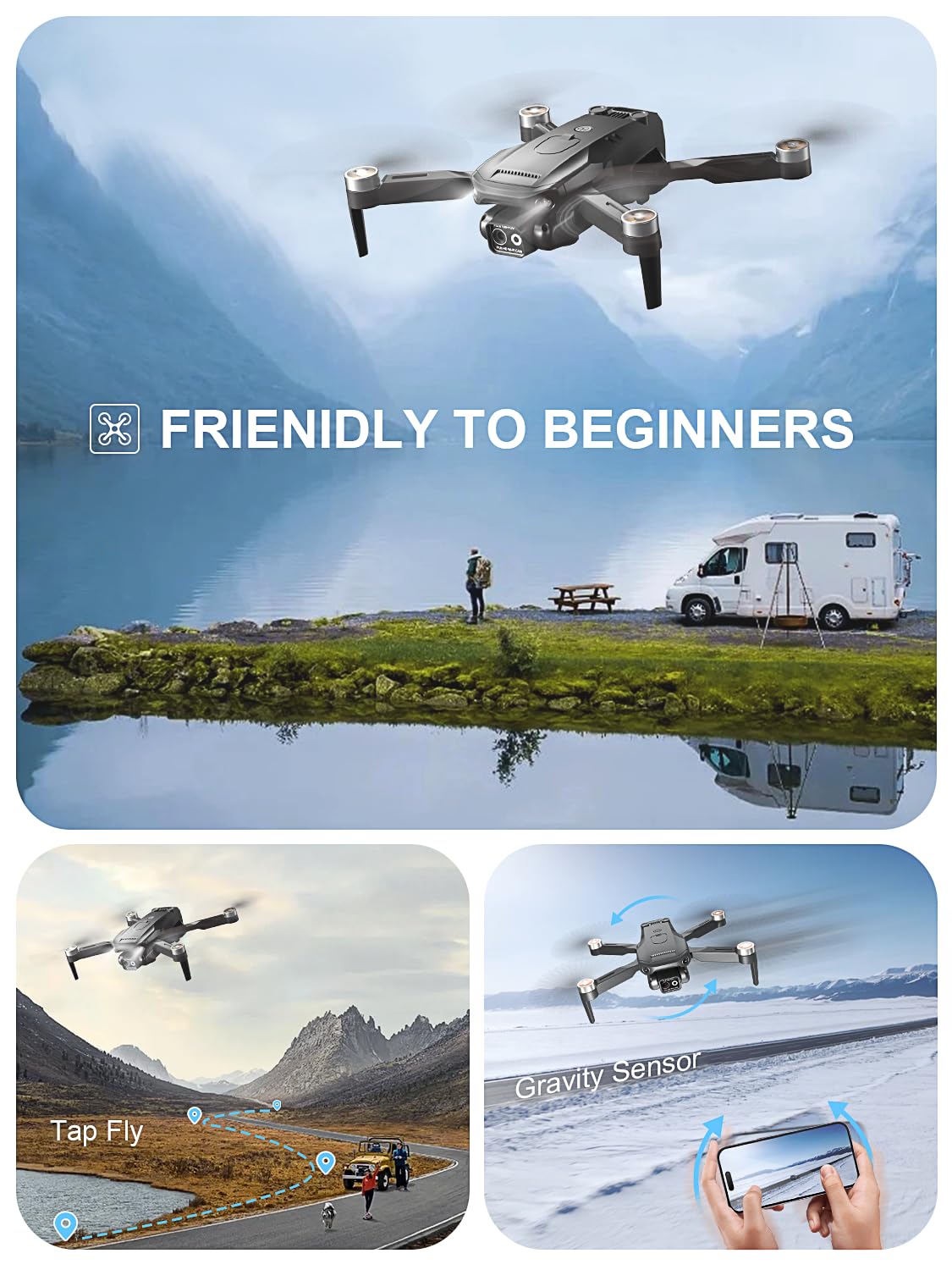 Foldable Brushless Drone with 4K HD Camera for Adults, RC Quadcopter, 30 Minutes Flight Time, One Key Take Off/Land,Altitude Hold,360° Flip with Carry Bag for beginners