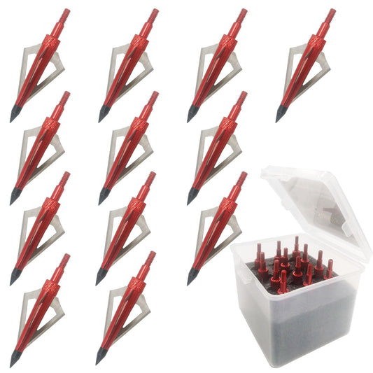Flying Swifts Hunting Broadheads 3 Blades Archery Broadheads 100or125 Grain 12PK Screw-in Arrow Heads Arrow Tips Compatible with Traditional Bows and Compound Bow Archery Hunting (red)