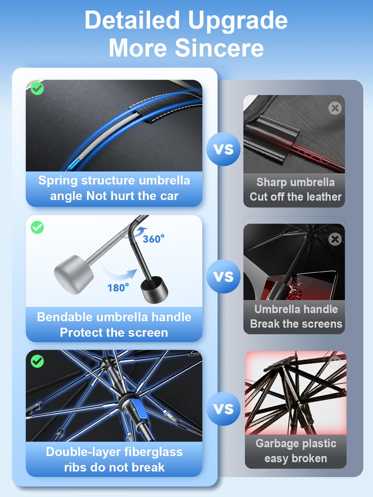 [2025 Upgraded] Nmoiss Windshield Sun Shade Umbrella [Ice Rib High Speed Cooling] 99% UV Blocking Protects Car from Sun and Heat Damage, Keeps Cool and Protects Interior Medium (56" L x 31" W)