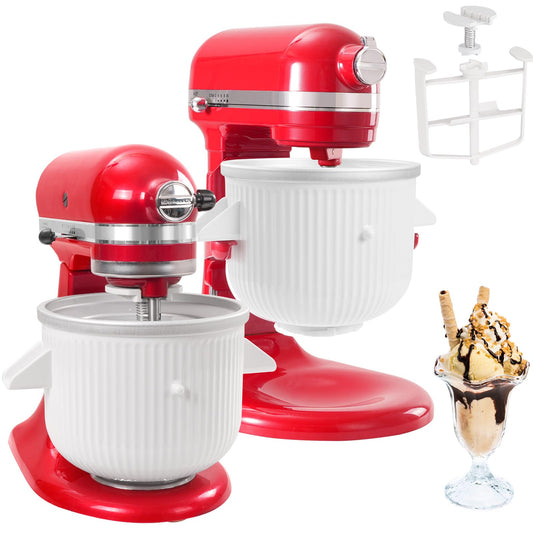 Ice Cream Maker Machines for Kitchenaid Stand Mixer,Compatible with Kitchen aid 4.5 QT and Larger Mixer,2-Quart Frozen Yogurt & Sorbet Gelato Maker,Dishwasher safe