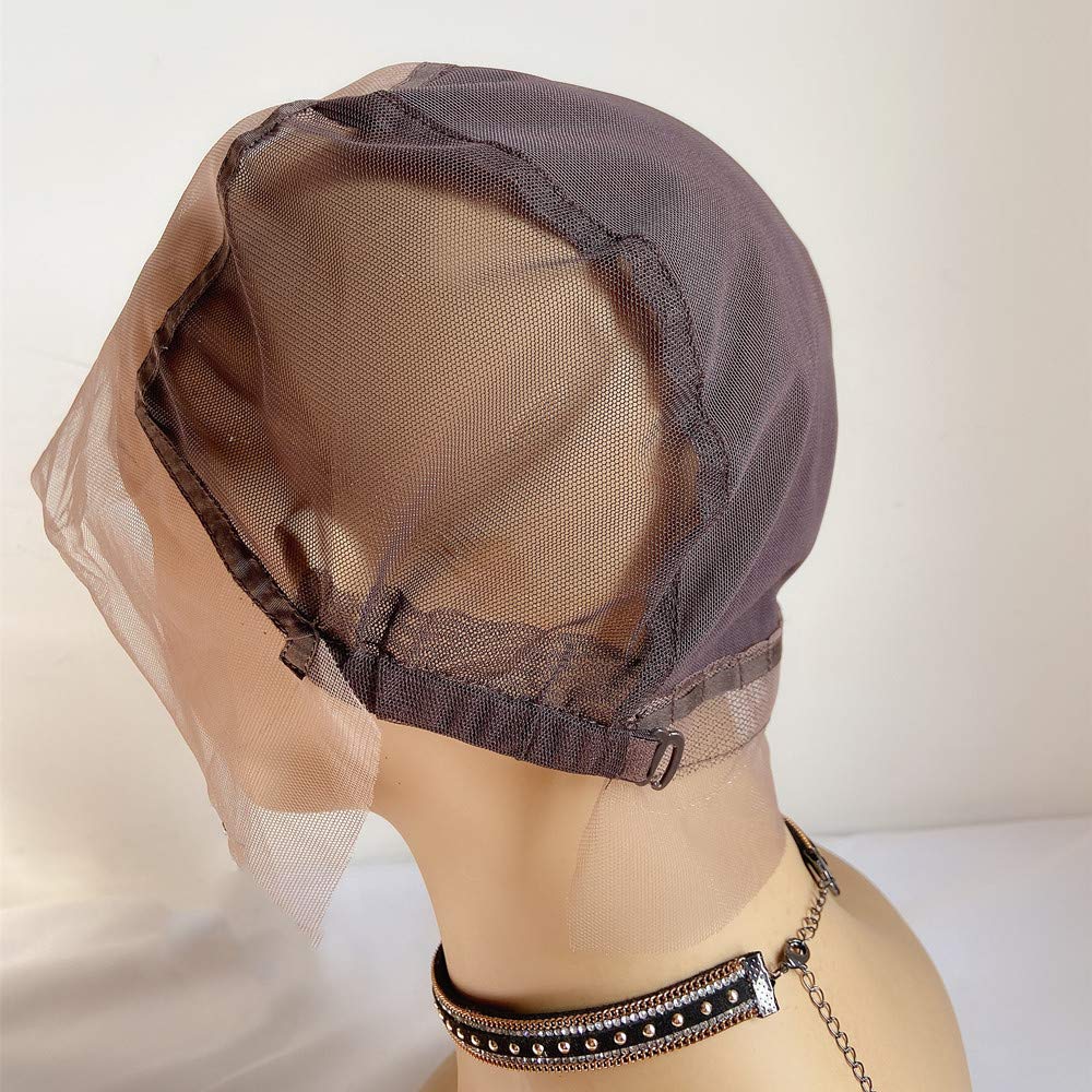 FENJUN HAIR 13x6 Lace Front Wig Caps for Making Wigs with Adjustable Straps Swiss Lace Medium Brown and Medium Size Glueless Weaving Cap Wig Base for Ventilating or Knotting