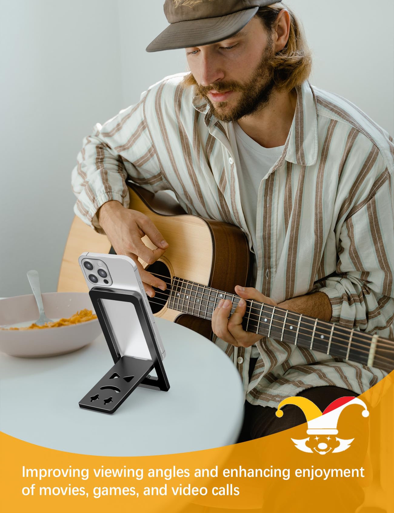 Aoviho Ultra - Thin Portable Phone Stand: Foldable & Space - Saving, Fits 3.7-7 inch Devices, Black