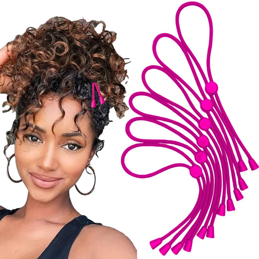 6pcs Pink Afro Hair Tie, Adjustable Hair Ties for Thick Hair, Adjustable Headbands for Women, Hair Tie for Curly Hair, Large Adjustable Length Satin Hair Ties for Afro Puff