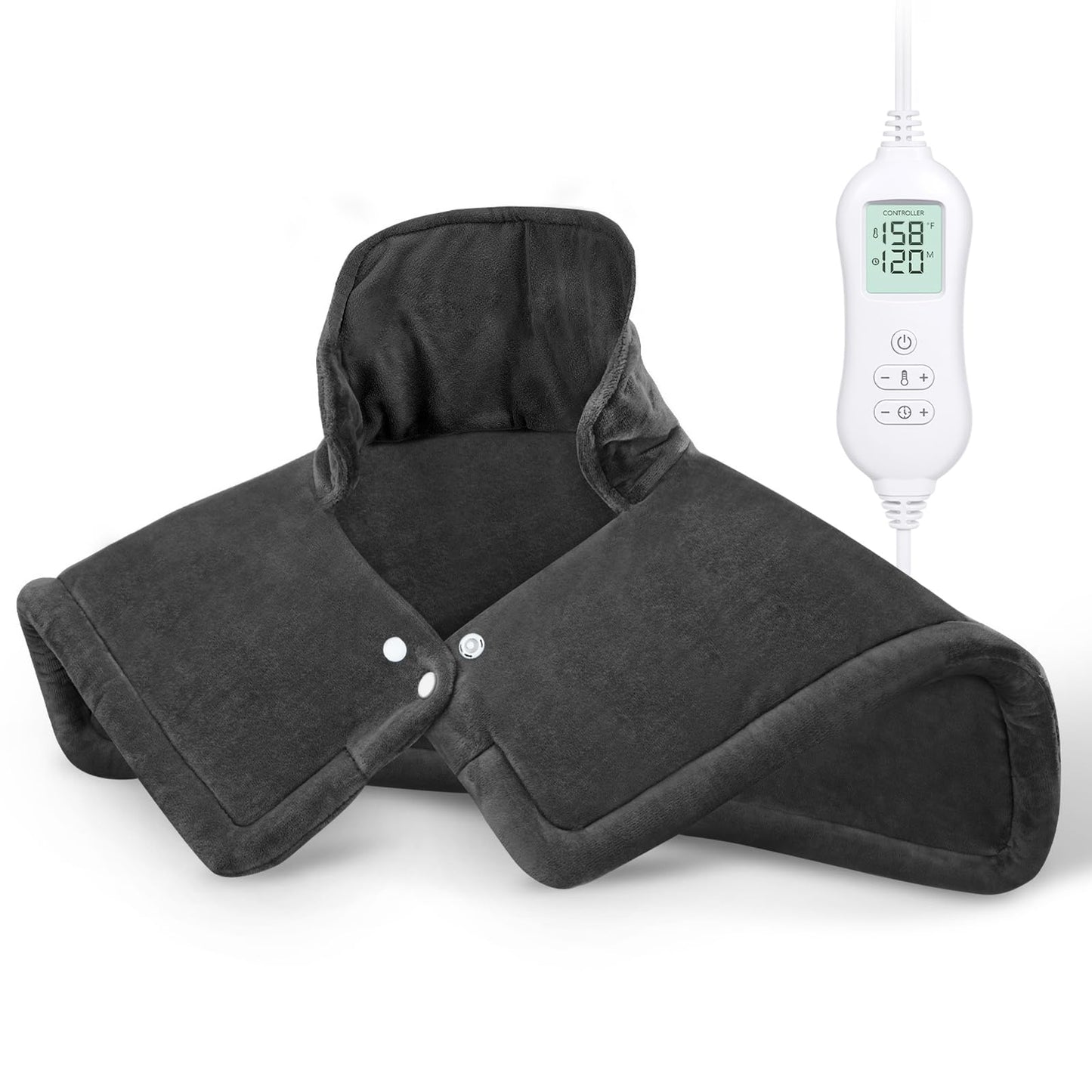 NOWWISH Heating Pad for Neck and Shoulders Pain Relief, 2lb Weighted Electric Heating Pad with 10 Heat Levels and Auto Shut Off, Large Heated Wrap, Birthday Gifts for Women Men, 17"x23", Black