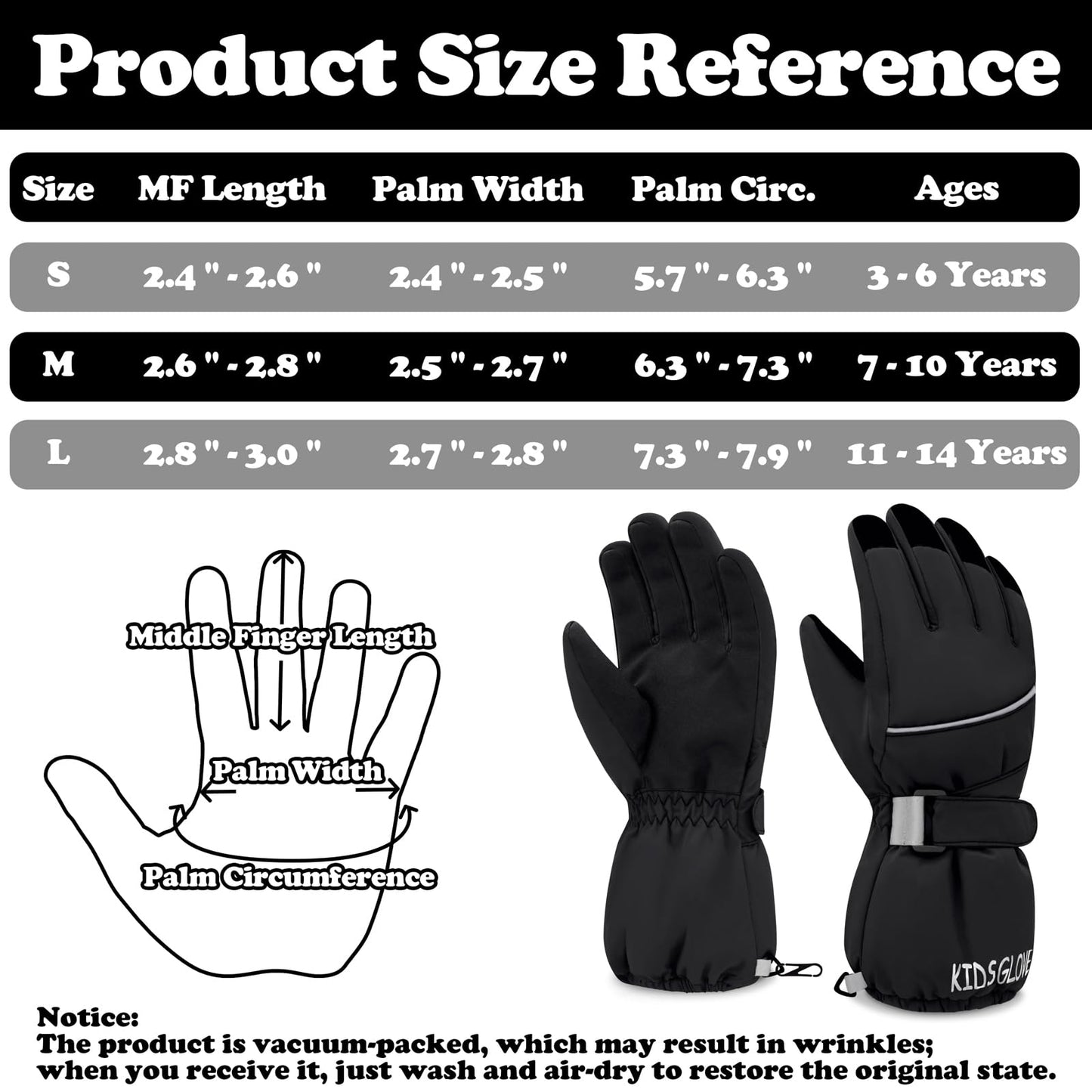 Sarfel Boys Snow Gloves for Boys Winter Gloves Boys Waterproof Gloves Girls Winter Gloves Girls Gloves Boys Gloves 10-12 Years
