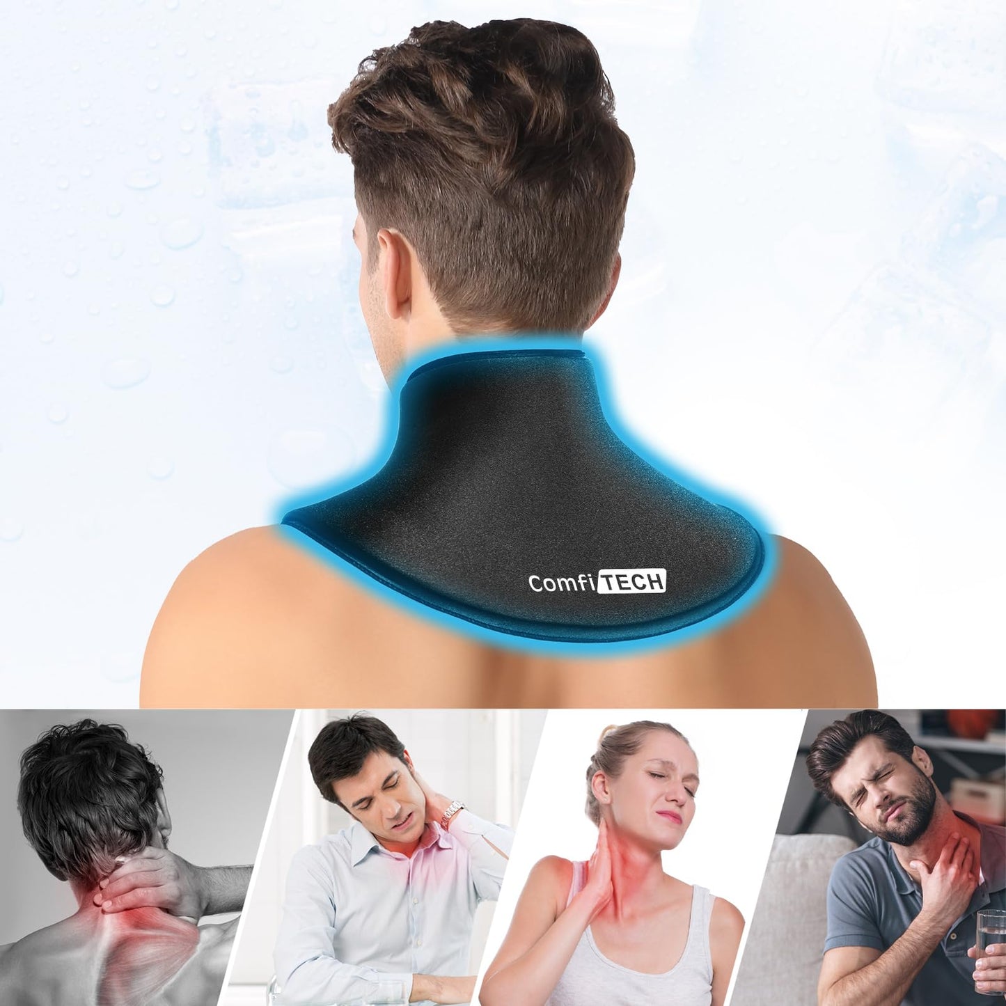 ComfiTECH Neck Ice Pack Wrap Gel, Cooling Pad for Cervical and Shoulder, Large, 1 Pack