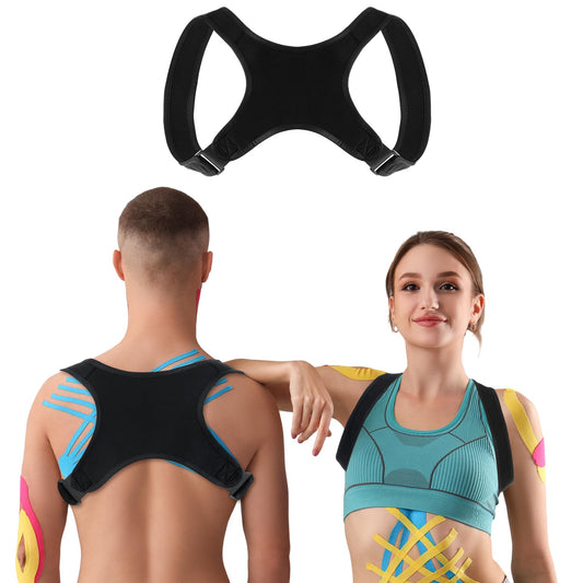 Geyoga 2 Pieces Posture Corrector for Women and Men, Adjustable Back Straightener, Neck Pain Relief, Breathable Shoulder Support, Posture Back Brace