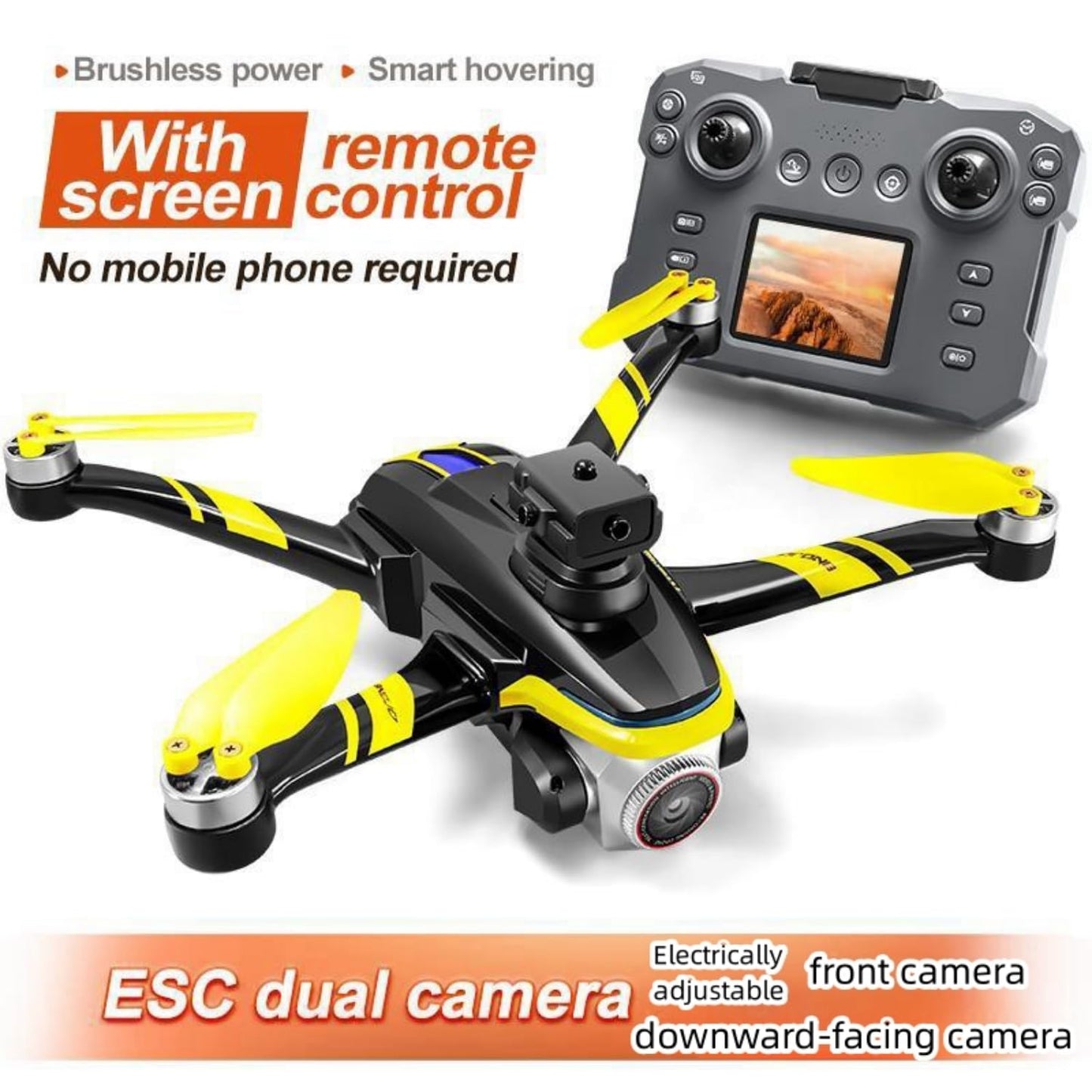 RC Drone With Screen Display Remote Control, Dual Camera, Optical Flow Hover, LED Lights, Speed Adjustment, Gravity Sensor, Brushless Motor, Trajectory Flight, 360 Degree Flip, APP Control, Headless Mode, One-Key Takeoff/Landing, Obstacle Avoidance, Impac