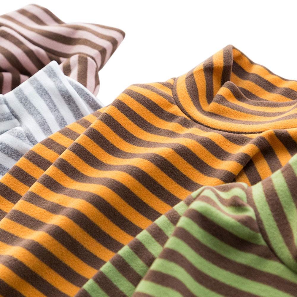 JWWN Toddler Boys Girls Thermal Tops Kids Winter Undershirt Stripe Turtleneck Fleece Baselayer Long Sleeve T Shirts,(Black,24Months)