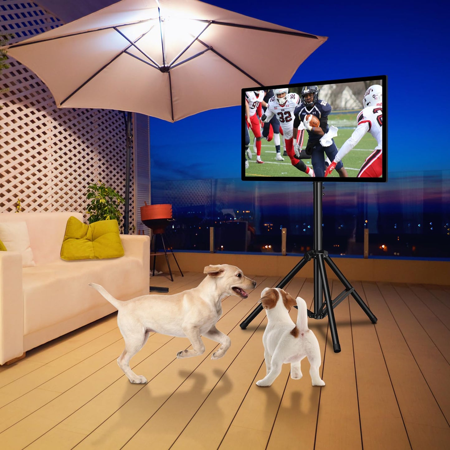 PERLESMITH TV Tripod Stand-Portable TV Stand for 23-70 Inch LED LCD OLED Flat Screen TVs-Height Adjustable Display Floor TV Stand with VESA 400x400mm, Holds up to 88lbs PSTM1