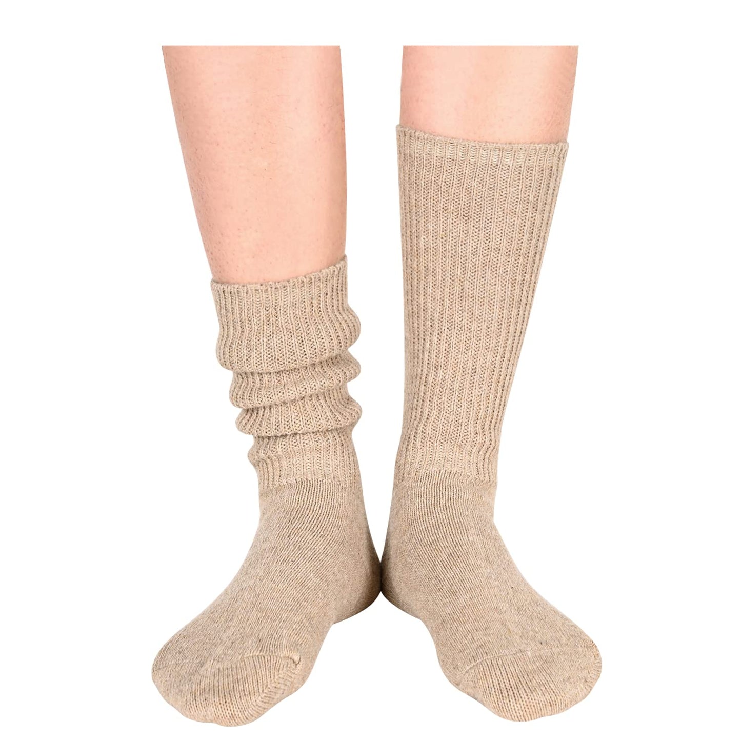 sockfun Novelty Slouch Socks For Women Girls, Scrunch Socks Women, Cotton Long High Tube Socks Cream