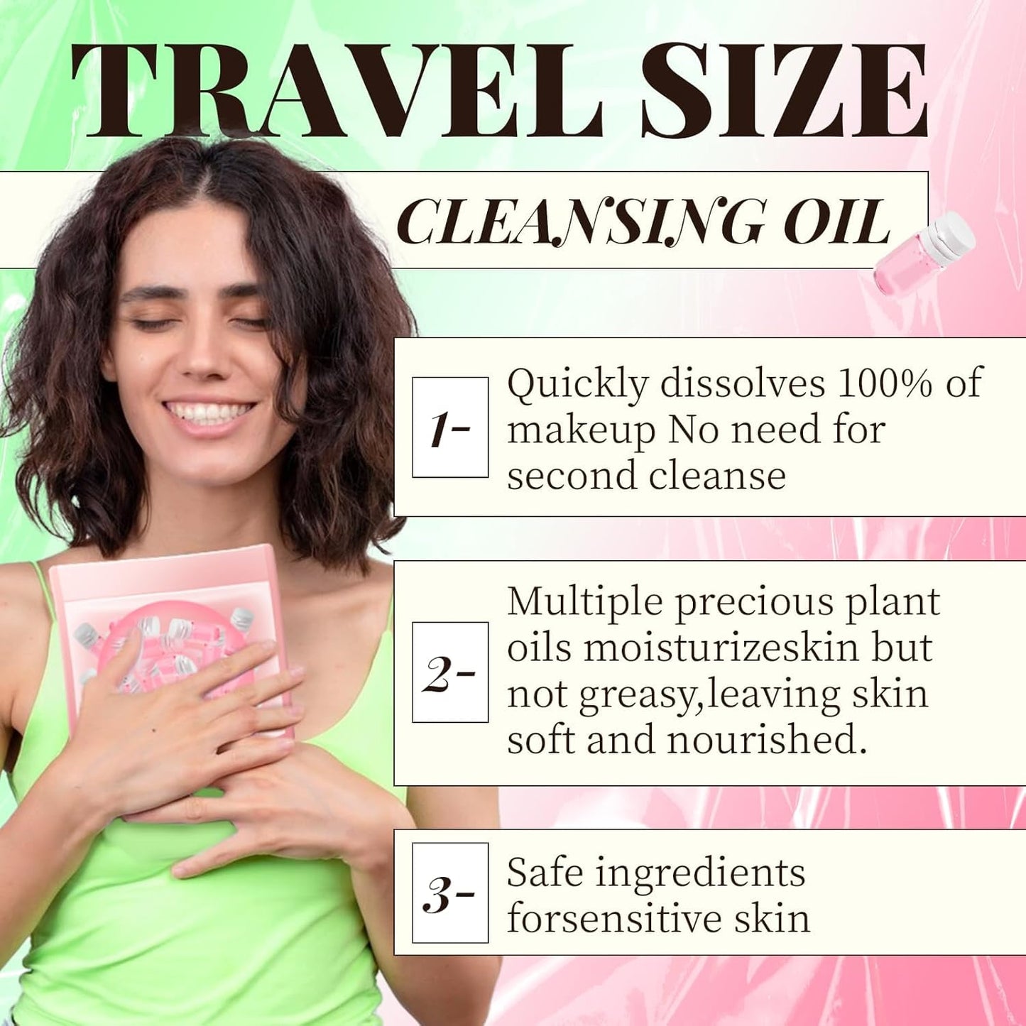 Cisto Makeup Remover Oil Mini, Cisto Cleansing Oil Mini Makeup Remover, Portable Facial Cleansing Oil, Nourishing and Gentle Cleansing Oil for All Skin Types (Rose 20 capsules)