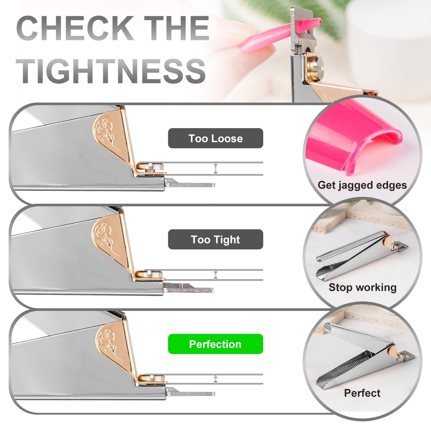 Silver Premium Nail Clippers with Magnets Sizers for Acrylic Nails, Artificial Fake Nail False Nail Tip Cutter Trimmer Manicure Pedicure Sharp Blade Clip Tool for Salon Home Art Beauty