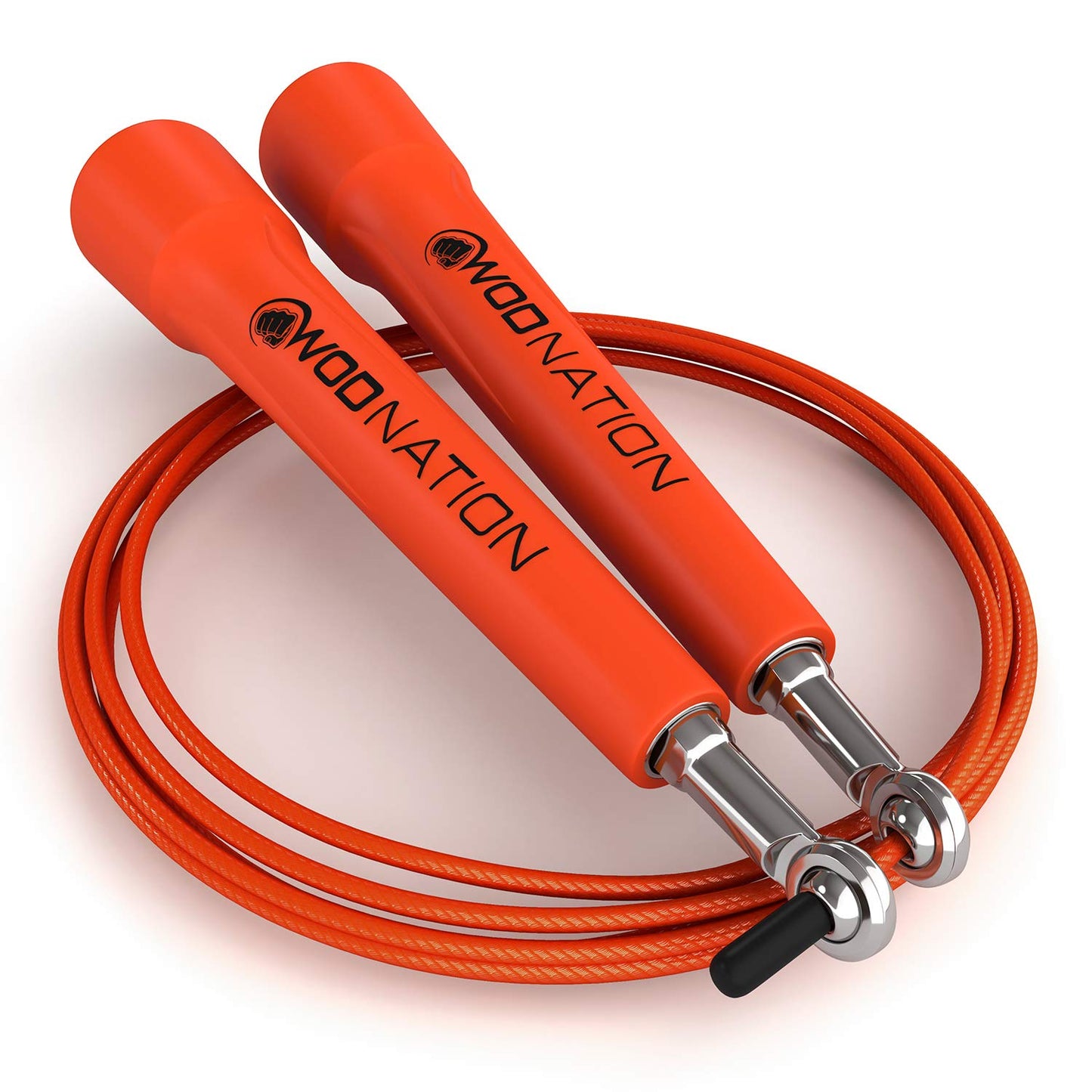 WOD Nation Adjustable Speed Jump Rope For Men, Women & Children - Blazing Fast Fitness Skipping Rope Perfect for Boxing, MMA, Endurance - Orange