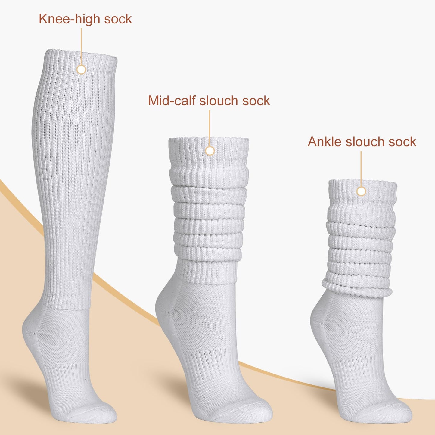 Dingcooler Women Slouch Socks 4 Pairs, Thicker Scrunch Knee High Mid Calf Slouchy Socks for Women & Girls