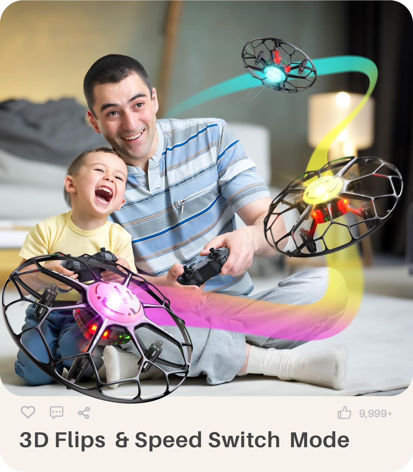 SYMA Drone for Kids with 7-Color LED Light, X660 Mini Drone with 3D Flip, Rotary Ascent, Headless Mode, Speed Switch and Full Protection RC Toys Gifts for Beginners Adults