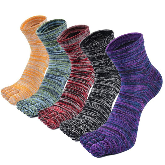 ZAKASA Men’s Toe Socks Cotton Five Finger Crew Socks Athletic Running Socks 5 Pairs