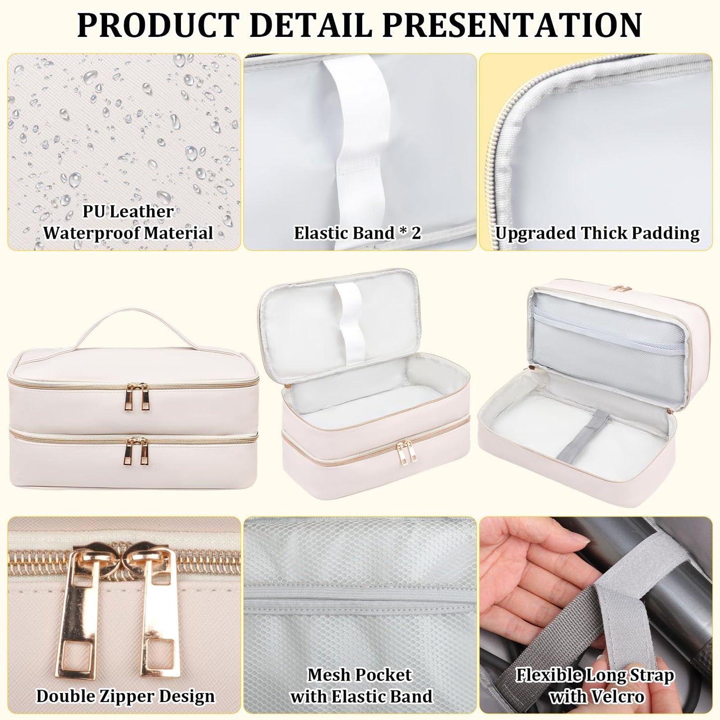 Sambois Travel Carrying Case for Shark Flex Style, Double Layer Storage Case for Shark SpeedStyle Hair Dryer Attachments, Waterproof PU Leather Organizer Bag for Shark Airwrap Styler (Dianthus White)