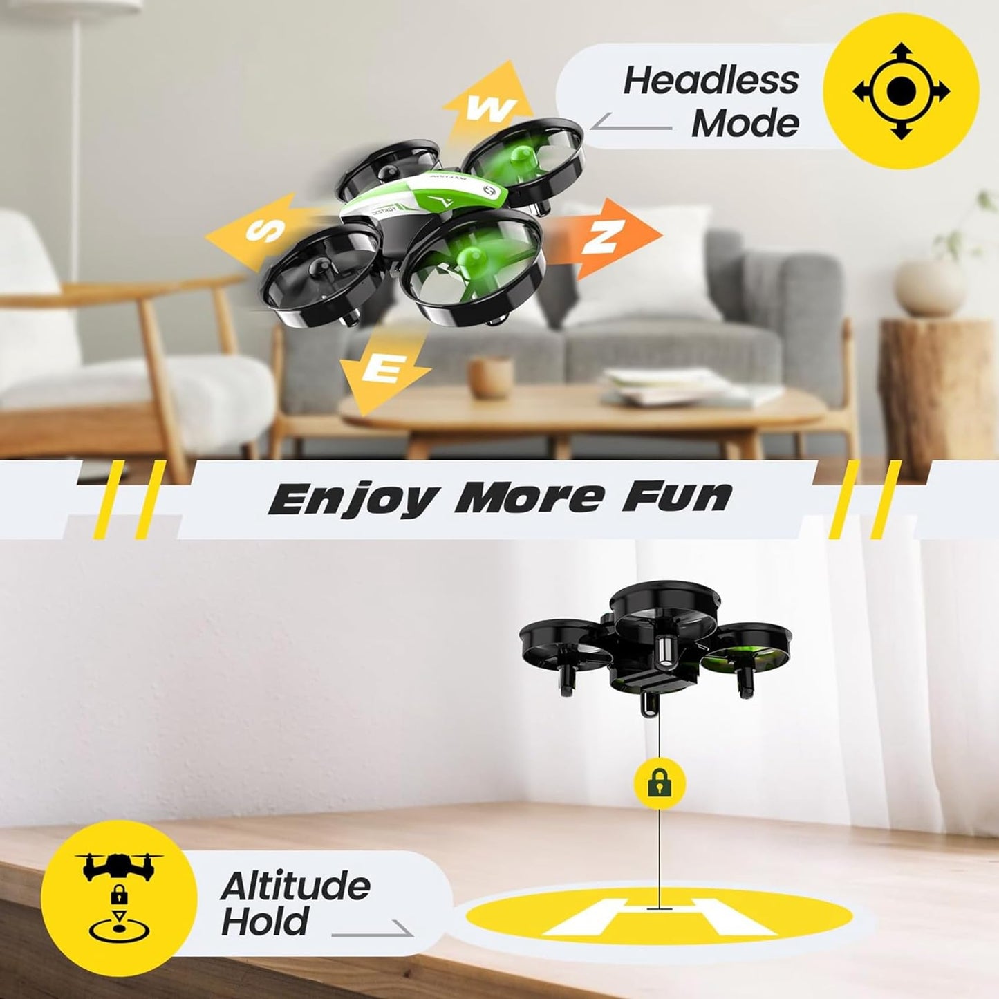 Holy Stone Mini Drone for Kids and Beginners, Indoor Outdoor Quadcopter Plane for Boys Girls with Auto Hover, 3D Flips, 3 Batteries, Headless Mode, Great Gift Toy for Boys and Girls, HS210 Green