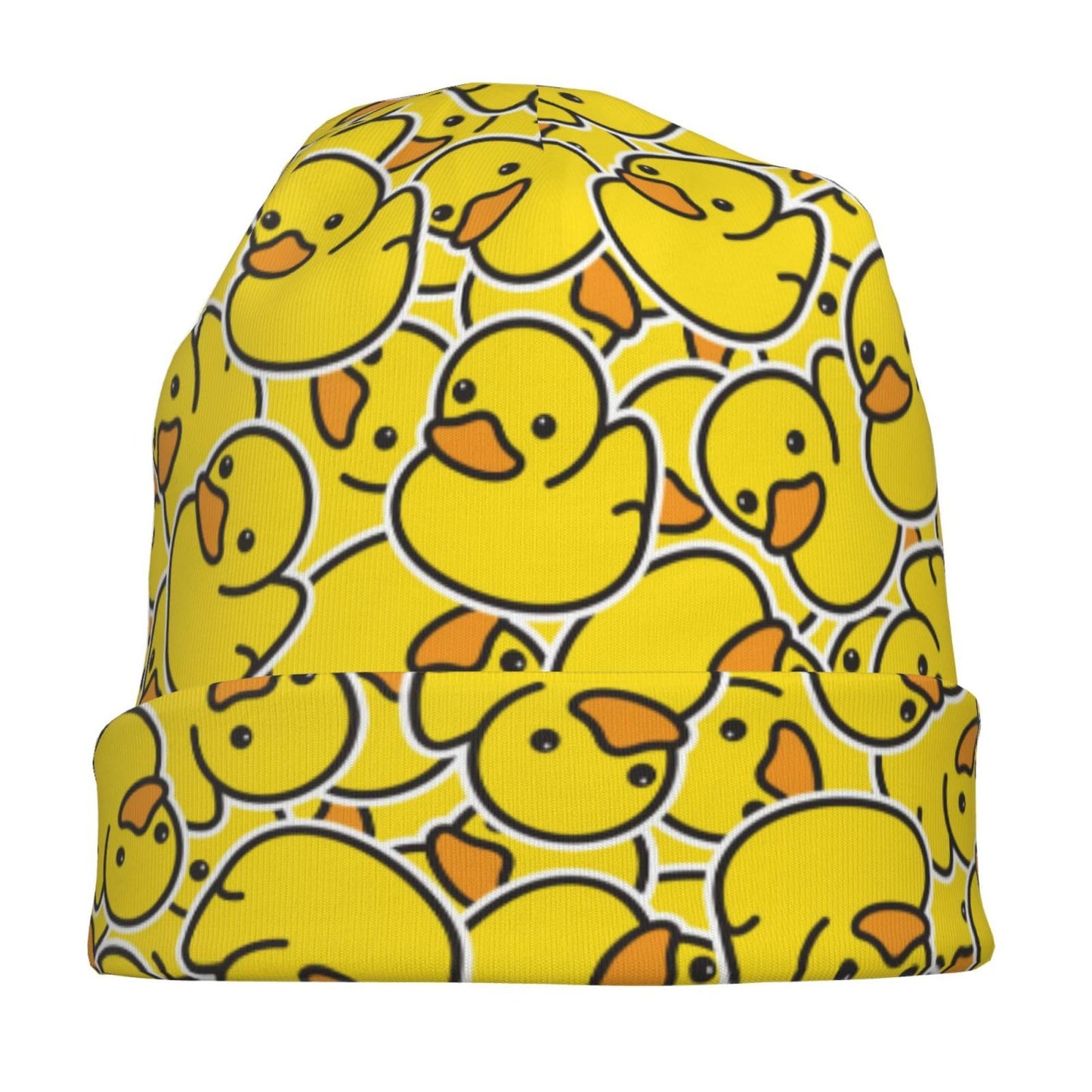 Duck Cartoon Cute Beanie Hat Slouchy Cap Warm Cancer Headwear Stretch Knitted Hats for Women Men