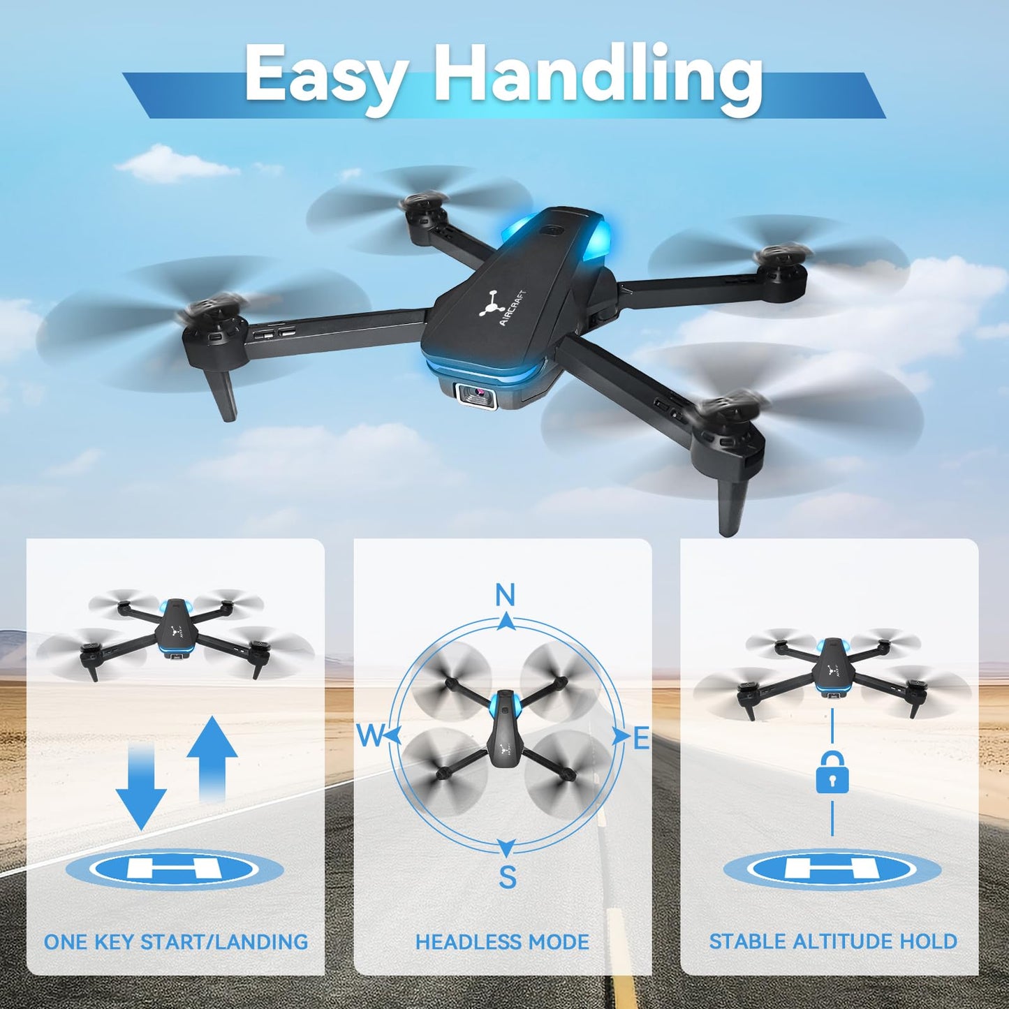 PKJJLAQ Mini Drone with Camera for Beginners and Kids, 1080P WiFi FPV Remote Control Quadcopter with Voice Control, 2 Batteries, One Key Take Off/Land, 3D Flips, Altitude Hold, Toys Gifts for Boys Girls