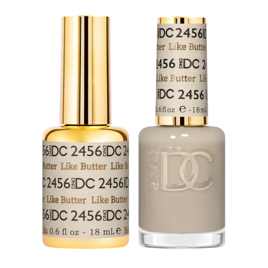 DND DC Gel Polish Set, Sheer Collection, UV/LED Gel Polish and Air Dry Nail Lacquer, Matching Chip-Free Polish Duo, 2456 Like Butter, 0.5 Fl Oz