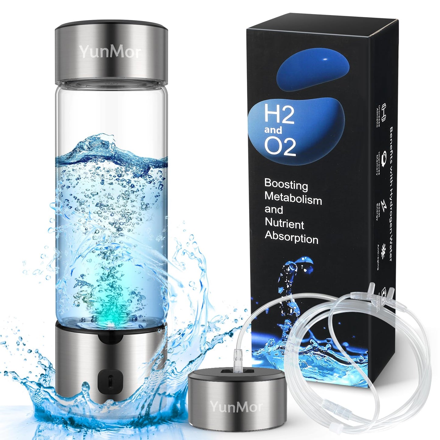 Hydrogen Water Bottle & Hydrogen Water Tablets Alternative – 2800ppb SPE/PEM Tech, 3-Min Electrolysis, Inhalable H2 for Home, Office, Fitness & Daily Hydration