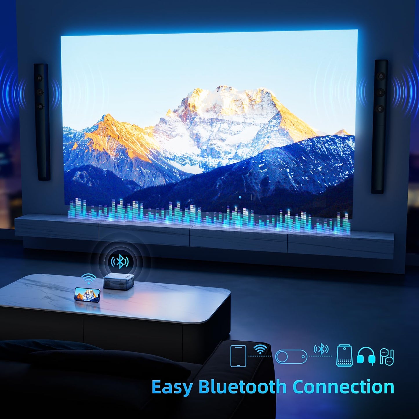 vamvo Mini Projector WiFi Portable Movie Projectors, Outdoor Projector with Stylish streamlined Design, Smartphones and Tablets Can Easy Connection to Video Projectors